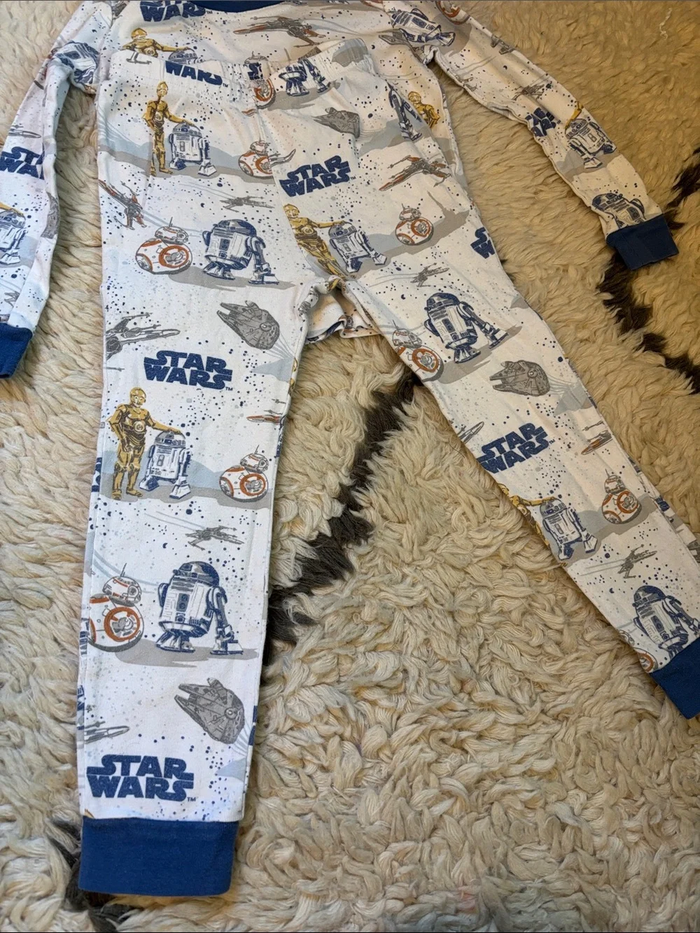 Star Wars White and Blue Kids Pajama Set with Character Prints